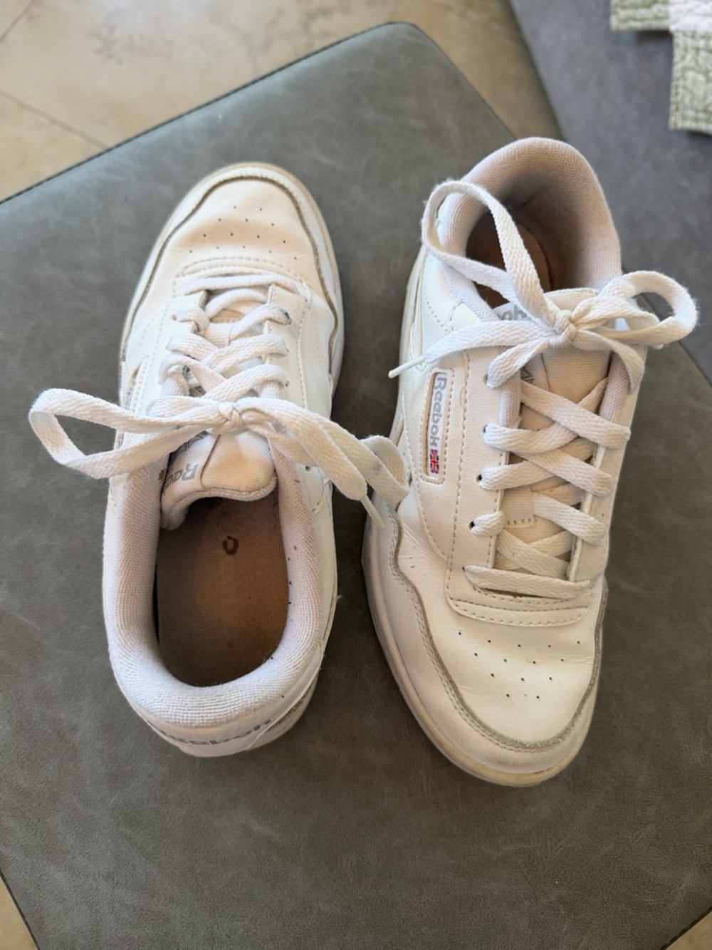 Reebok Kids White Leather Low-Top Sneakers